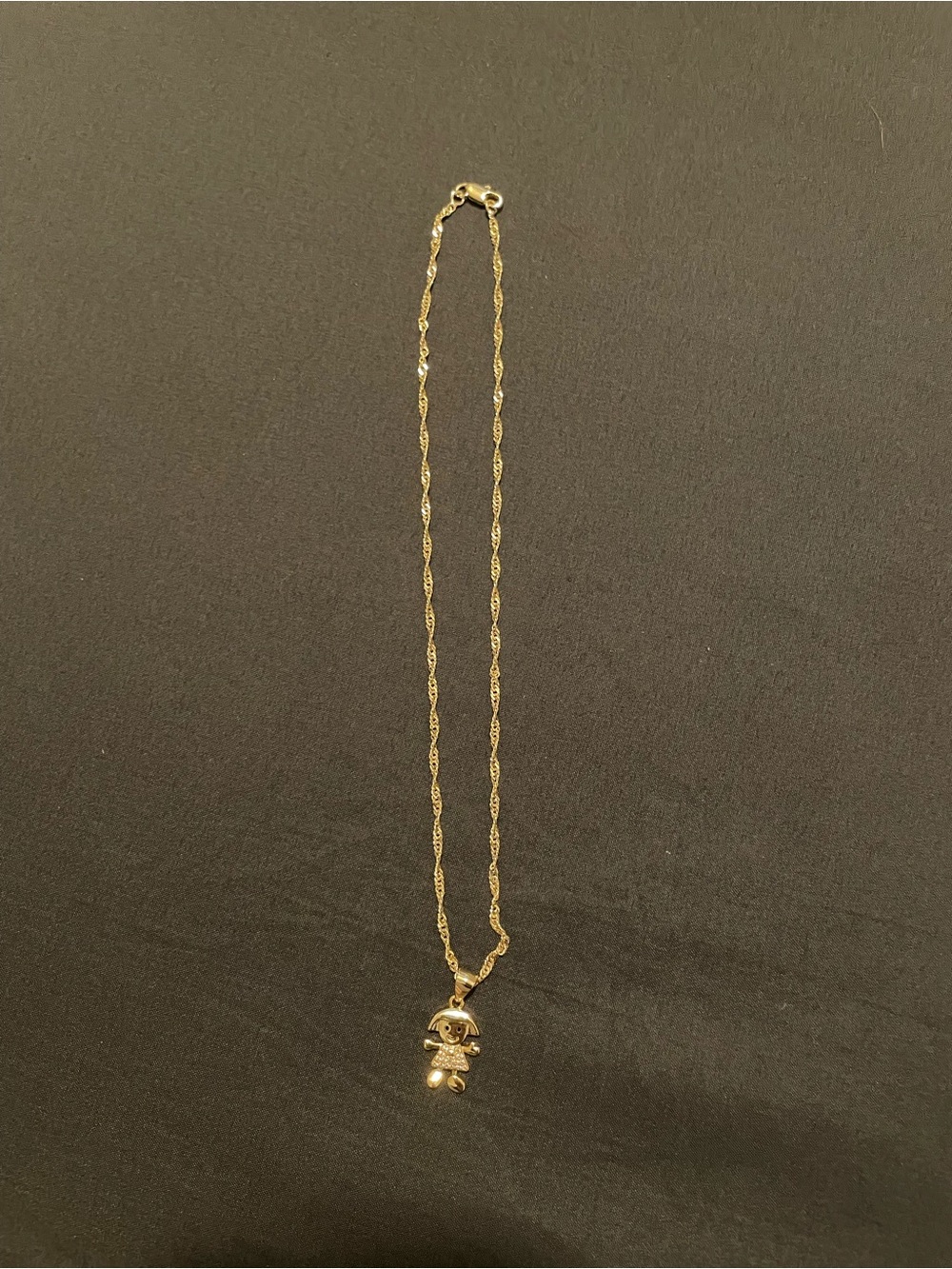 New - 14k gold finish Singapore necklace w/pendant (set)